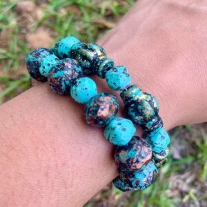 Turquoise and Gold Beaded Bracelets